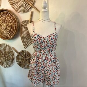 Old Navy Floral Romper with Pockets Cottagecore Summer Playsuit M